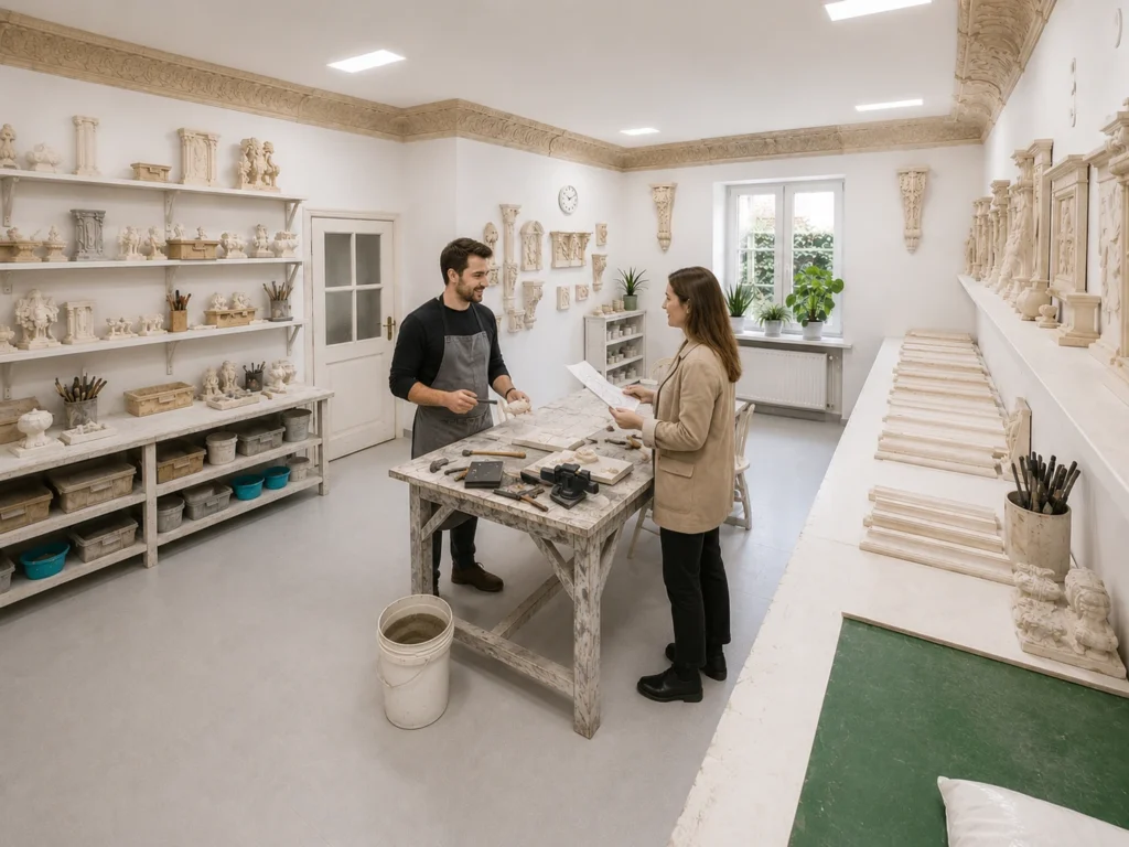 Rozmowa z klientem o projekcie sztukaterii w pracowni